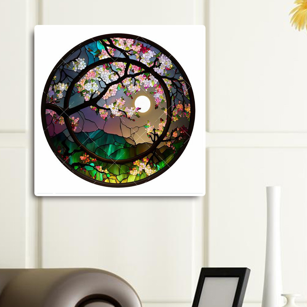 Flower Moon Glass PaintingPaint by Numbers Acrylic Painting 40*40CM