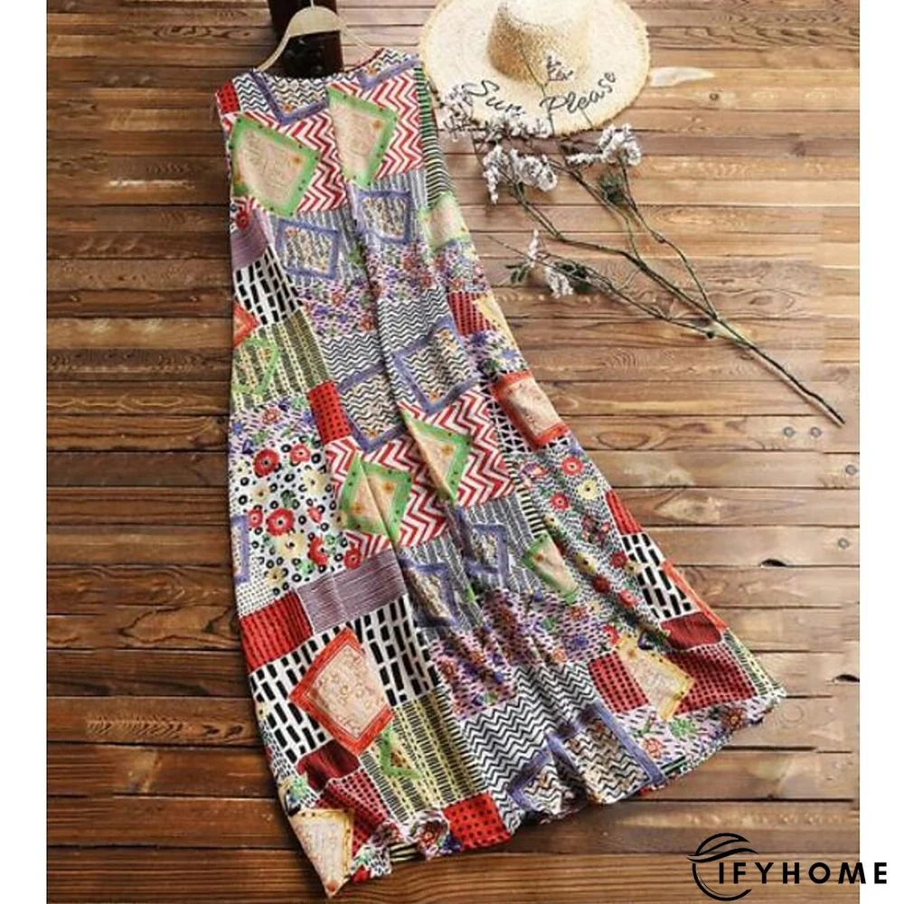 Women's Plus Size Holiday Dress Graphic Crew Neck Sleeveless Spring Summer Classic Style Fashion Maxi long Dress Causal Daily Dress | IFYHOME