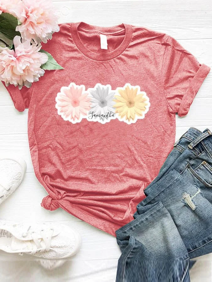 🔥Buy 3 Get 10% Off🔥Women's Daisy Print Round neck T-Shirt