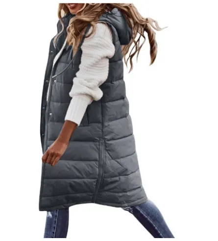 Brownm Brownm New Fashion Casual Solid-Colored Hooded In Sleeveless Sleeveless Jacket