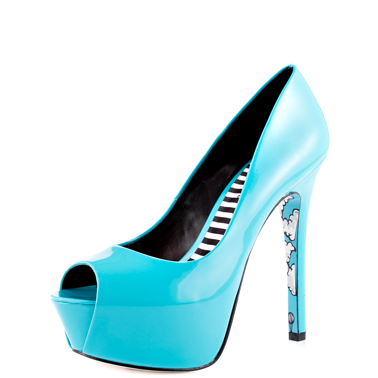 Light Blue Stiletto Heels Peep Toe Pumps Platform Shoes |FSJ Shoes