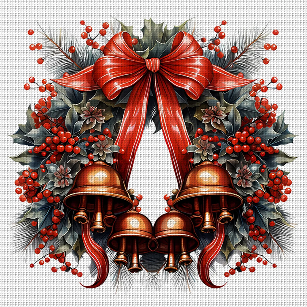 DIY Stamped Cross Stitch 18CT Full Embroidery 30*30cm - Christmas Wreath