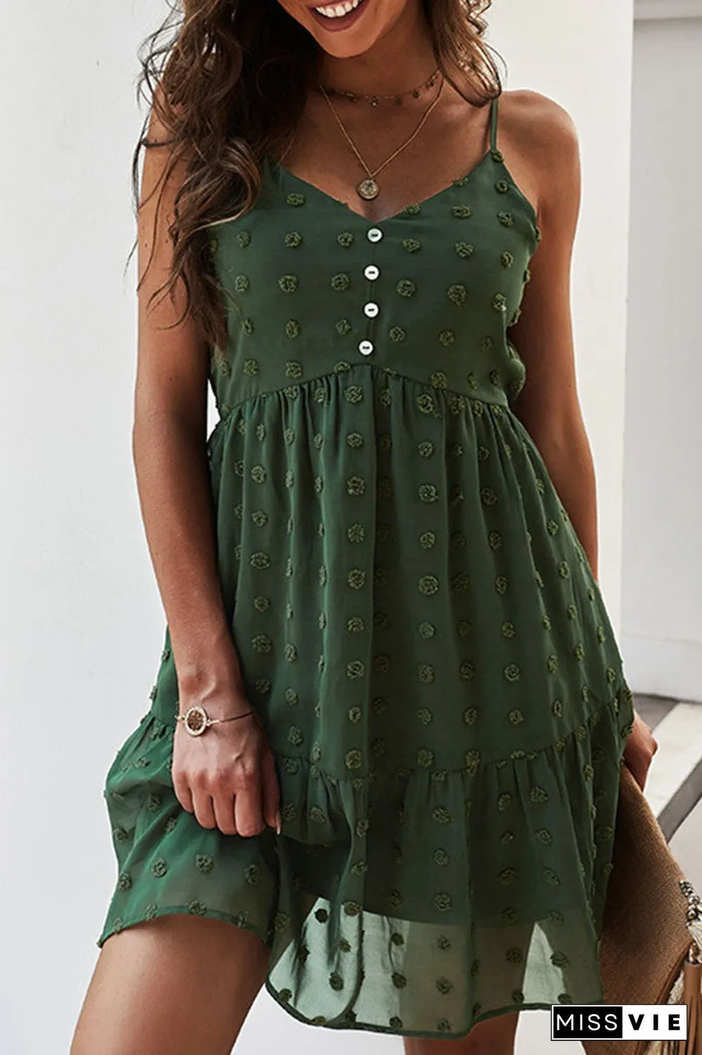 Fashion Street Solid V Neck A Line Mini Dresses(4 Colors)