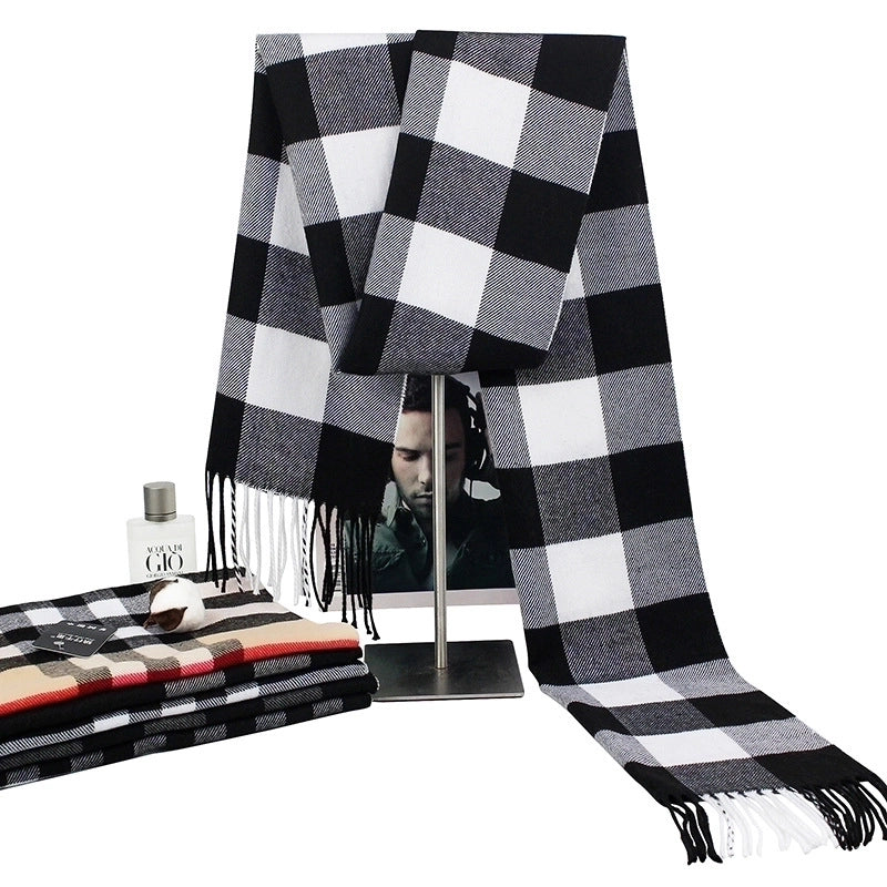 New Autumn And Winter Imitation Cashmere Student Men’s Business Casual Brushed Thick British Plaid Scarf Long Men’s Scarf