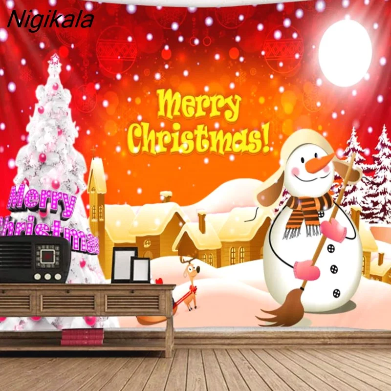 Nigikala Day Decorative Print Tapestry Bedroom Living Room Wall Hanging Tapestry Home Decor Xmas Mat for Christmas New Year