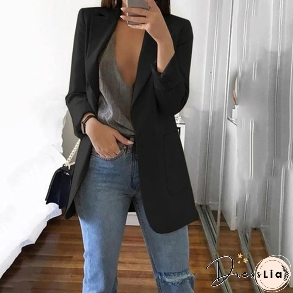Fashion Women's Blazer Casual Jacket Coat Business Suit Long Spring Tops