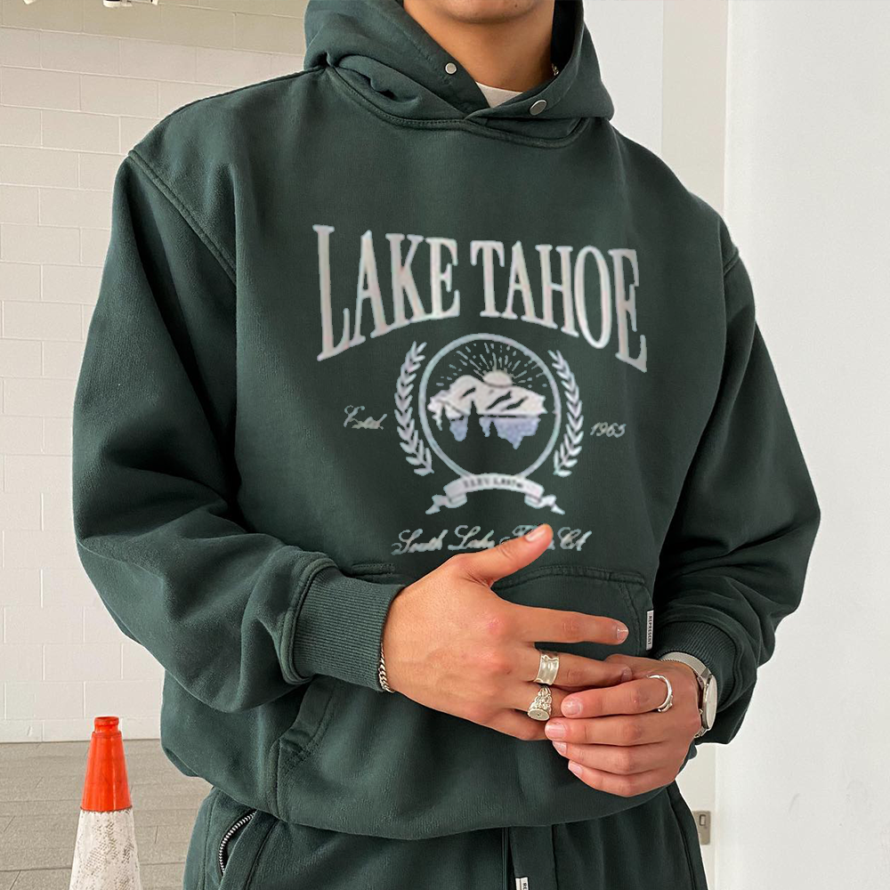 Lake Tahoe Print Vintage Versatile Sweatshirt、、URBENIE