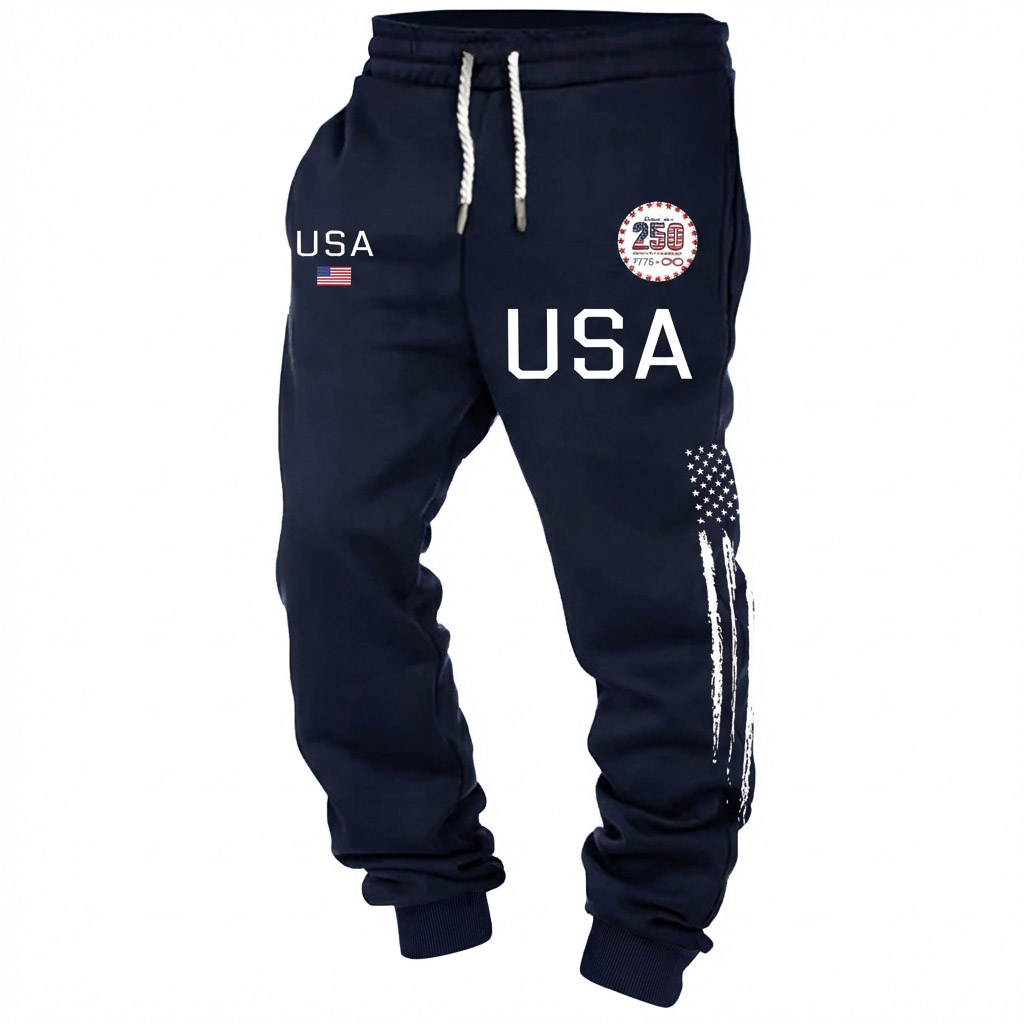 Men's Vintage 250th Anniversary USA American Flag Print Sweatpants - Helixace