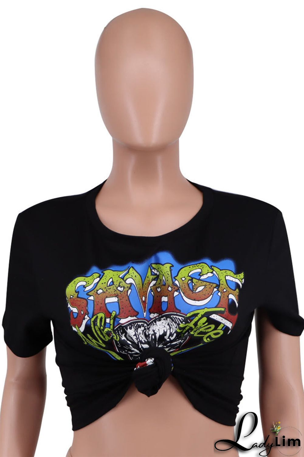 Black Pink Fashion Casual Letter Print Basic O Neck T-Shirts