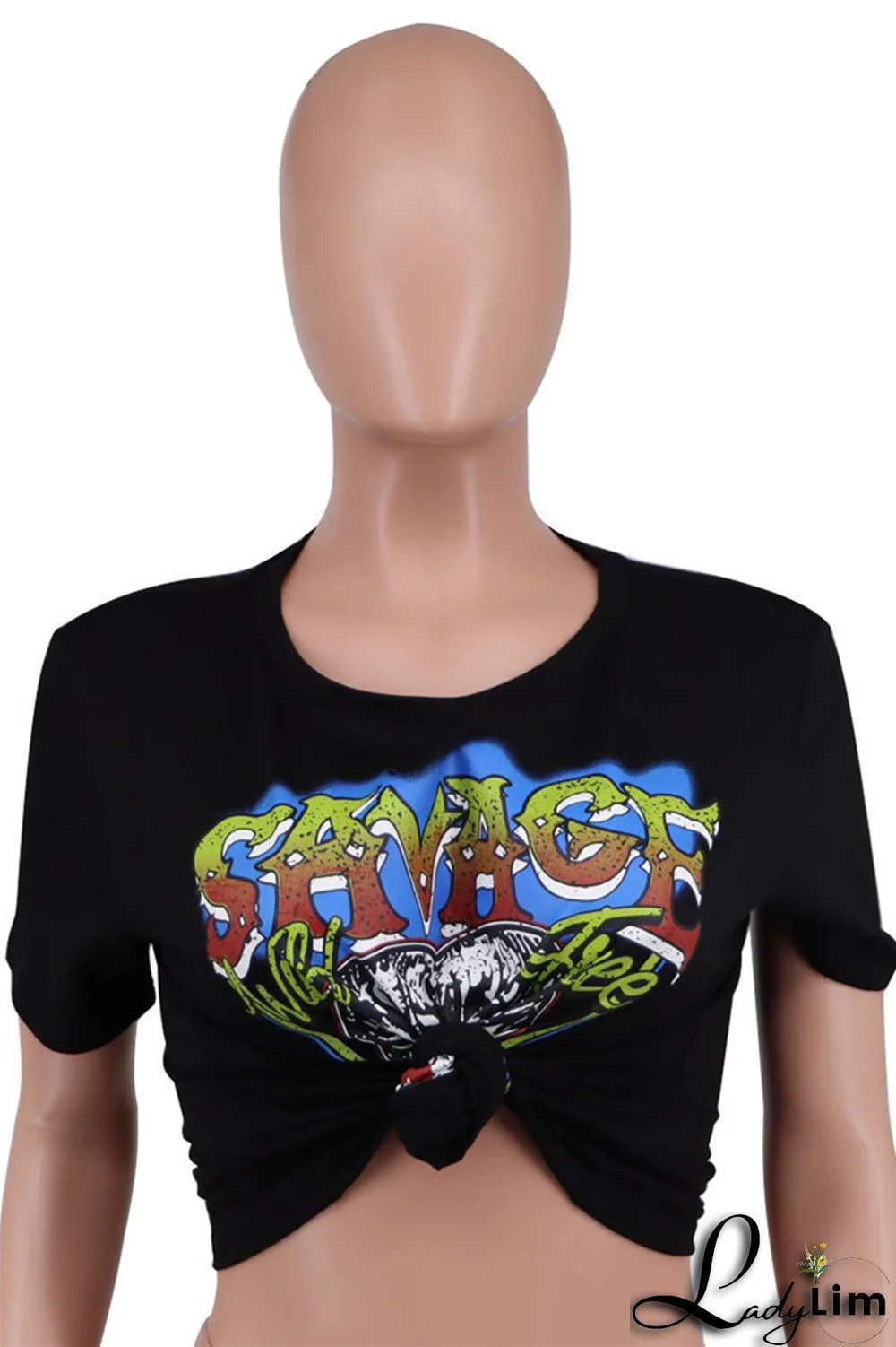 Black Pink Fashion Casual Letter Print Basic O Neck T-Shirts