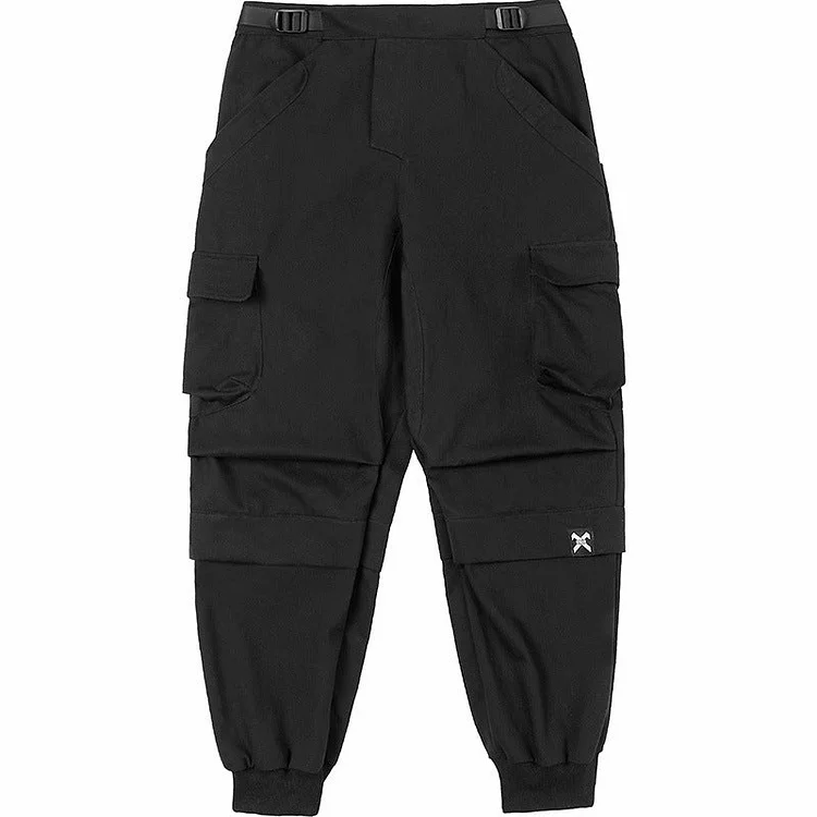 Dawfashion Techwear Streetwear-Spring Functional Spliced Waist Buckle Strap Multi Pocket Loose Pants-Streetfashion-Darkwear-Techwear