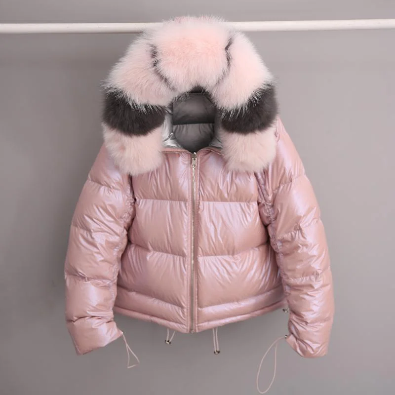 Winter Jacket Women White Duck Down Jacket Big Aritificial Fur Outwear Waterproof Loose Coat Thick Warm Down Parka