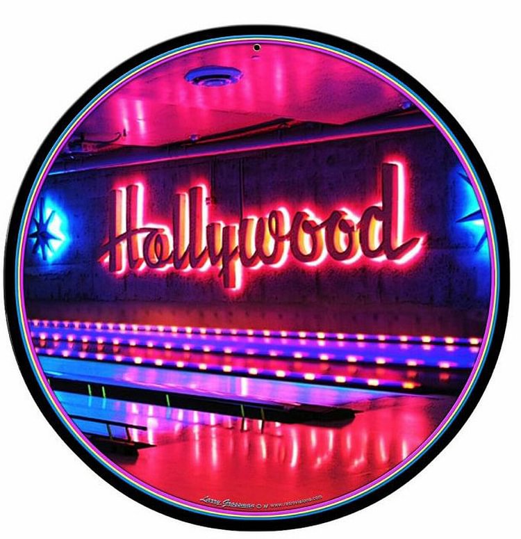 30*30cm - Hollywood - Round Tin Signs/Wooden Signs