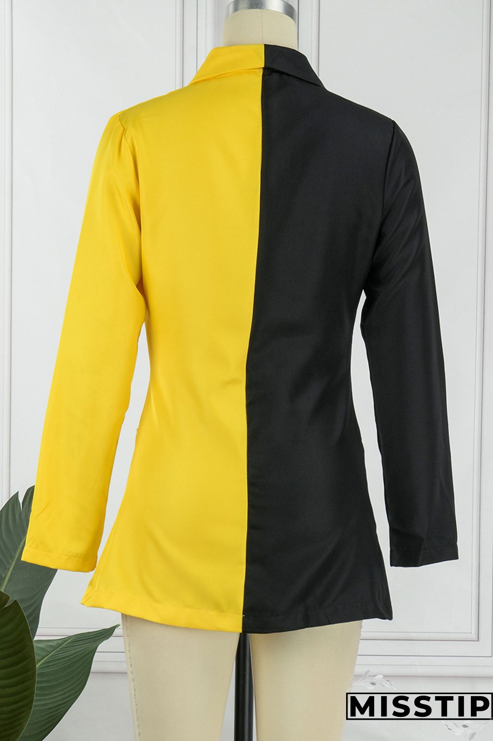 Yellow Casual Solid Patchwork V Neck Long Sleeve Dresses