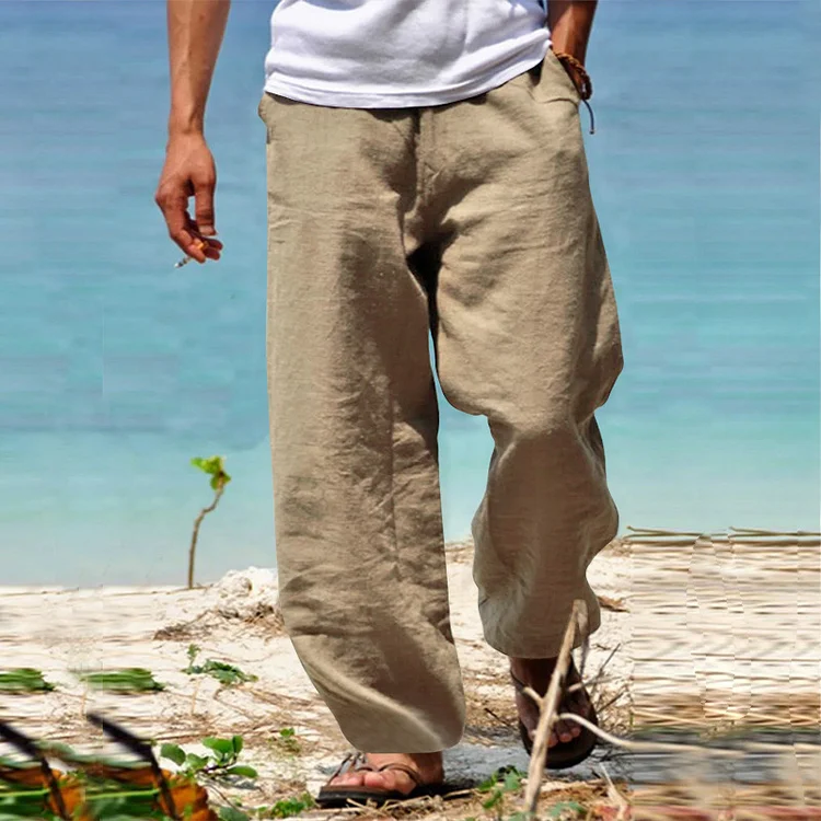 Mens Cotton And Linen Summer Beach Loose Pants 0db3