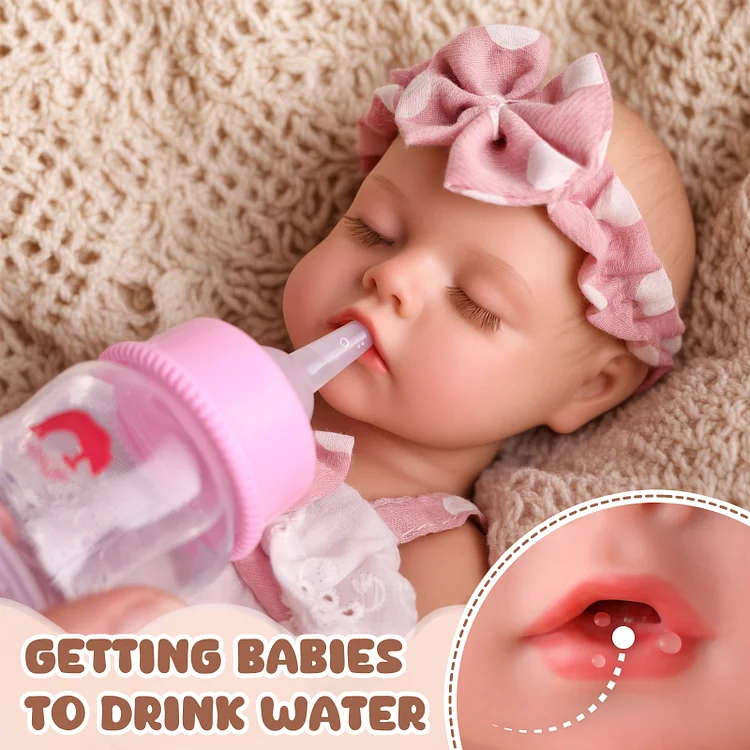[Drink and Wet System]Babeside Lucy 12"/16" Realistic Silicone Sleeping Baby Little Infant Girl Gift Of Soft Comfort