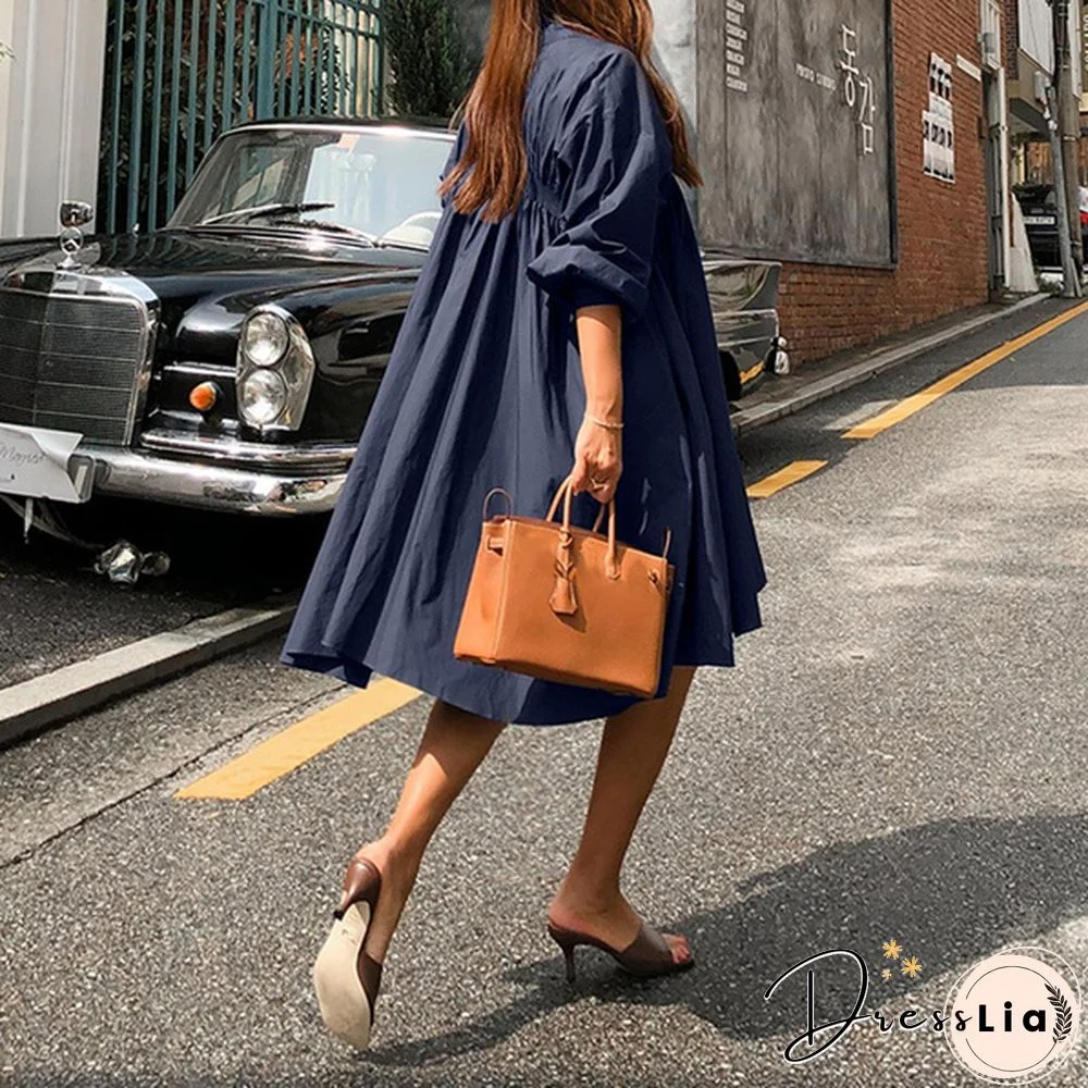 ZANZEA Women Long Sleeve Plus Size V-Neck Loose Short Dresses Baggy Mini Blouse Dress