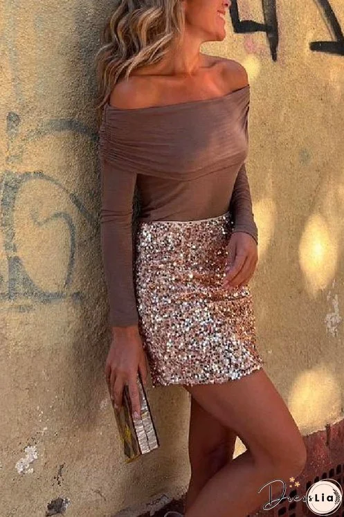 Meridress Stretchy High Waist Sequin Mini Party Skirt