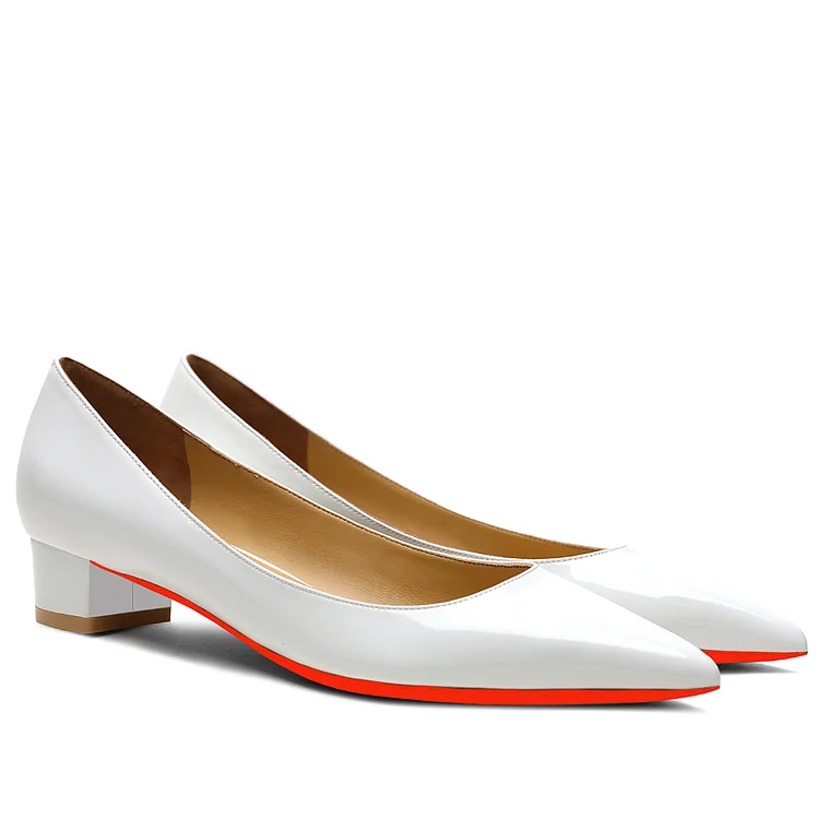 3cm/1.2 inch low heel thick heel red bottom high heels pointed toe solid color high heels VOCOSI VOCOSI