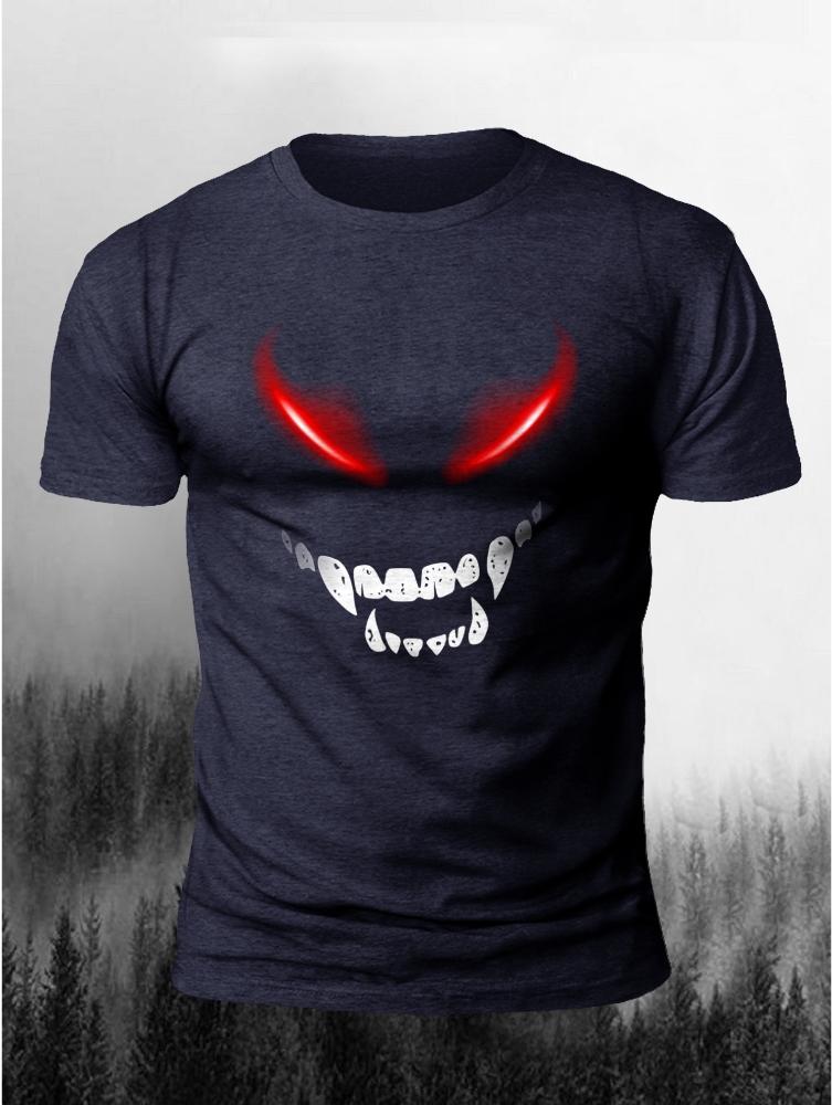Men's Devil's Smile Print Casual Short Sleeve T-shirt