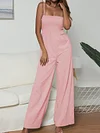 Solid Color Spaghetti-neck Jumpsuits