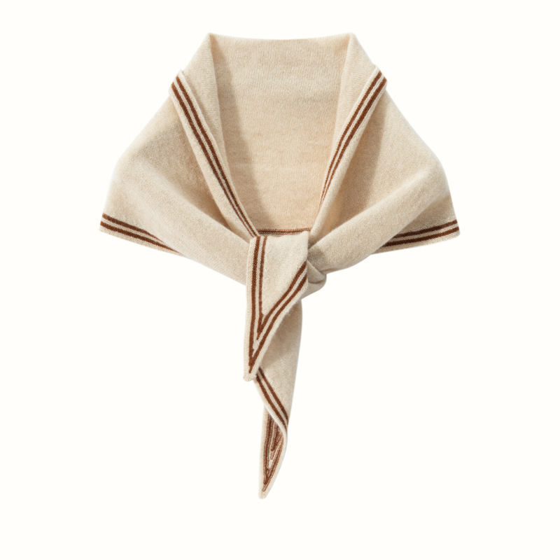 100% Cashmere Triangle Stripped Scarf Shawl  REAL SILK LIFE
