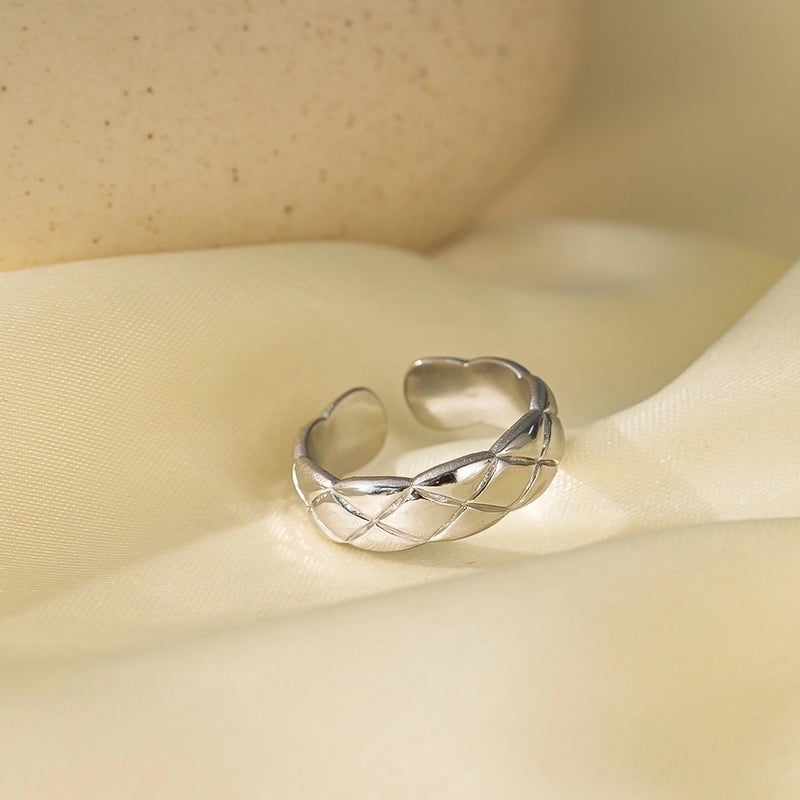 Elegant Streetwear Waves Heart Shape Flower Titanium Steel Irregular Plating Open Rings