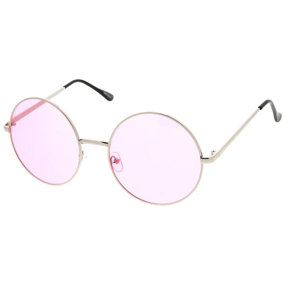 Super Oversize Slim Temple Colorful Lens Round glasses 61mm
