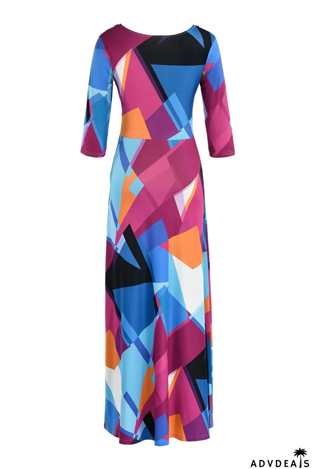 Multi-color Fashion Casual Print Bandage V Neck Long Sleeve Dresses