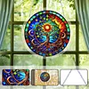 (25cm)DIY Acrylic Jigsaw Puzzle Window Hanging with Hanging Chain DIY Stained Glass Decoration Round Window Puzzle Decor for DIY Craft Project (Stained Glass Tree of Life)