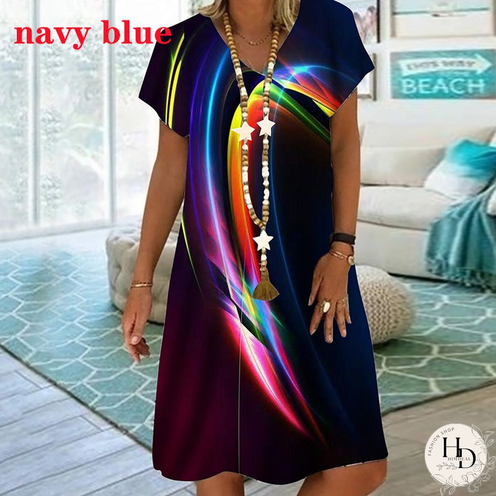 Women New Sexy Mini Dresses Ladies Print Plus Size Party Summer V-neck XS-8XL Female Dress