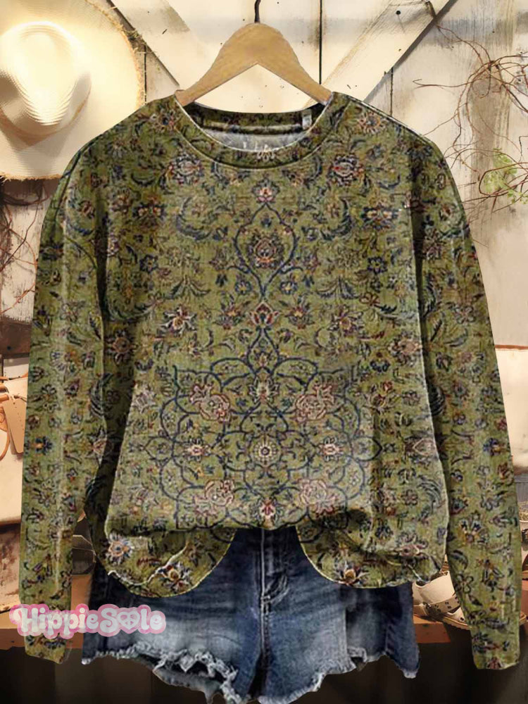 Women’s Ethnic Art Pattern Print Casual Hoodie Sweatshirt / S