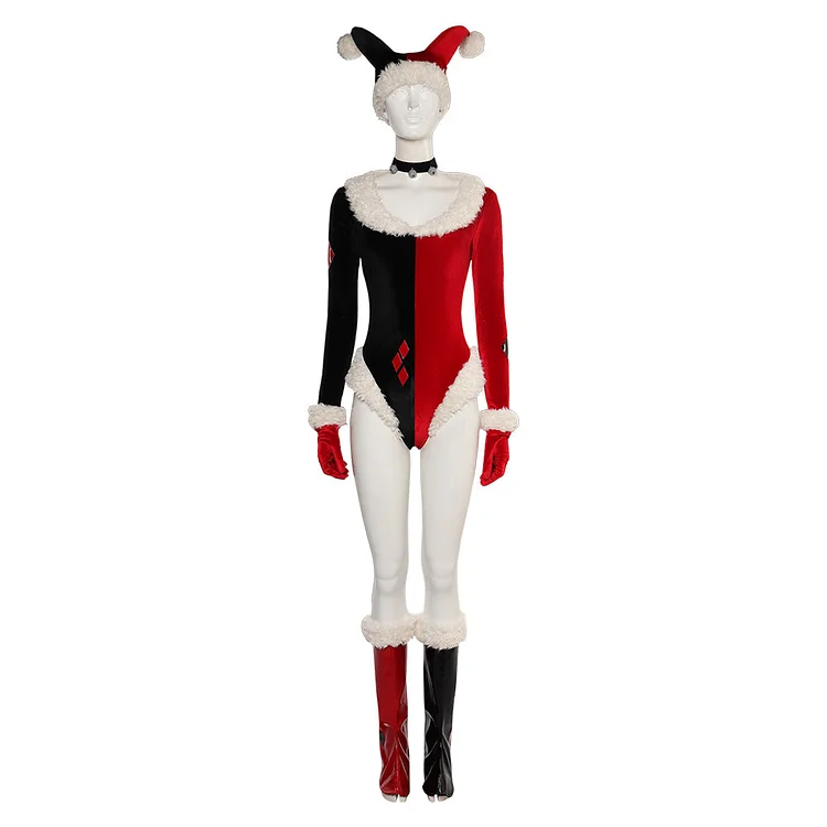Harley Quinn Season 4 (2023) Harley Quinn Christmas Balck And Red Outfits Cosplay Costume Halloween Carnival Suit