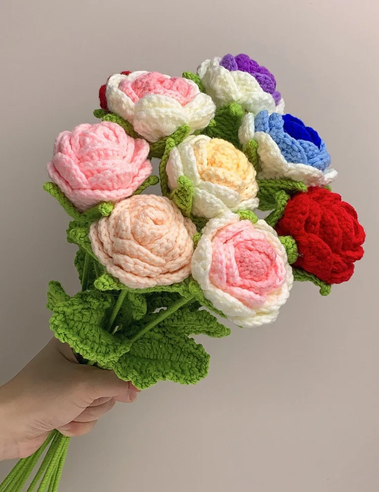 A Bouquet Of Hand Made To Your Mom Sister Aunt Friend Family Mother's Day Birthday Rose Crochet Flowers (8 pcs Small Single Flowers)
