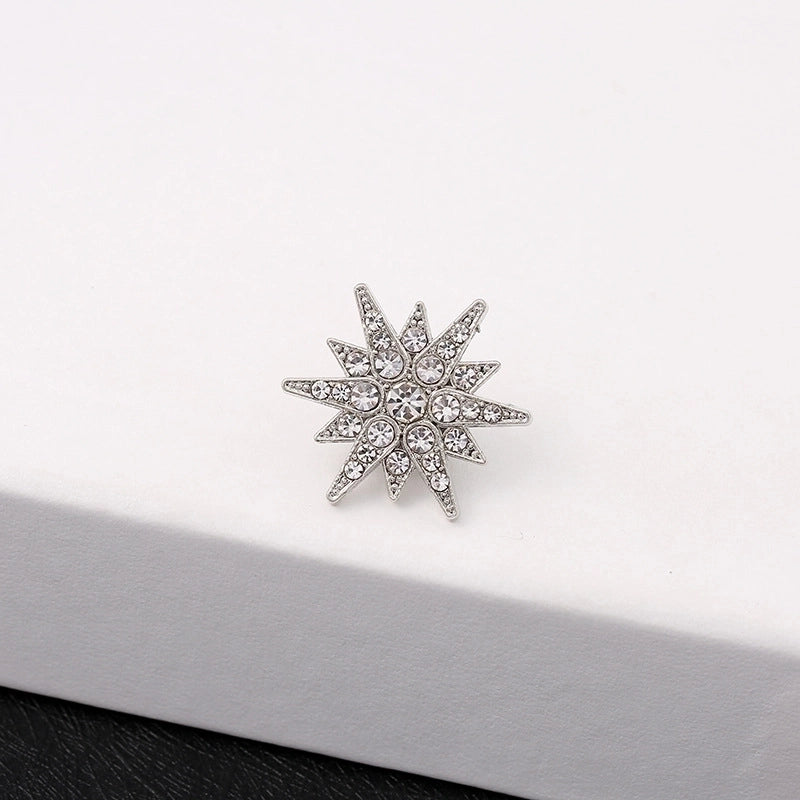 Minimalist Pin Hexagram Alloy Inlay Rhinestones Men’S Brooches