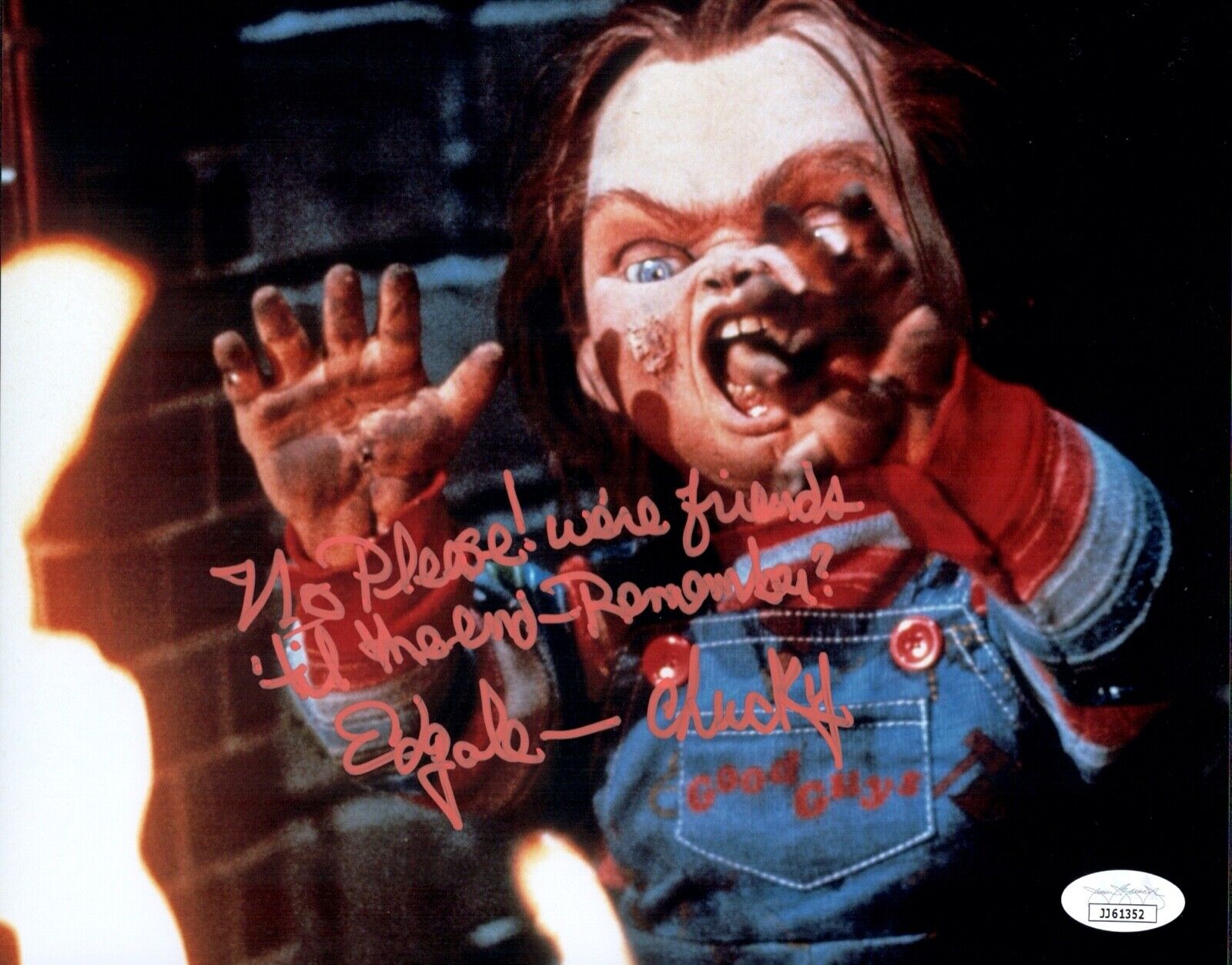 ED GALE Signed CHUCKY 8x10 Photo Poster painting Child's Play In Person Autograph JSA COA Cert