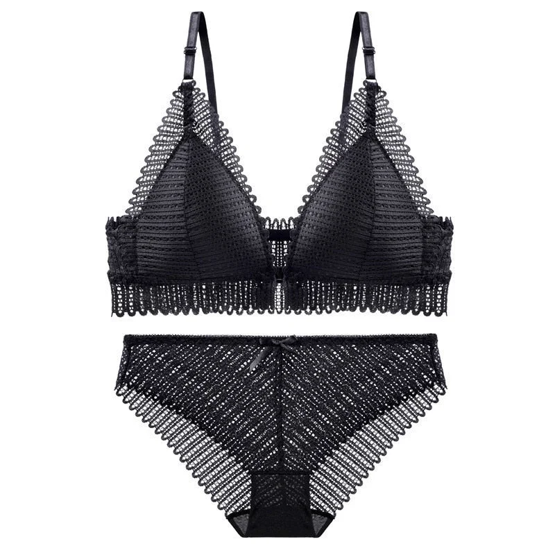 Lace Wireless Lingerie Sets Women Sexy Backless Bra And Panty Brief Sets Plus Size Seamless Underwear Set lenceria mujer