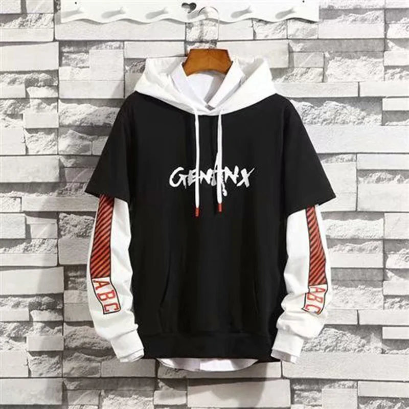 New men's sweater loose Korean style trendy wild hoodie fake two pieces Techwear Shop