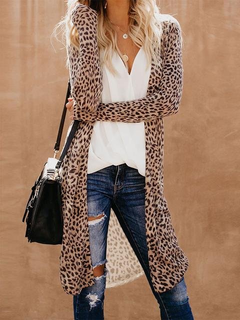 Long Sleeves Leopard Print Long Cardigan - Shop Trendy Women's Clothing | LoverChic
