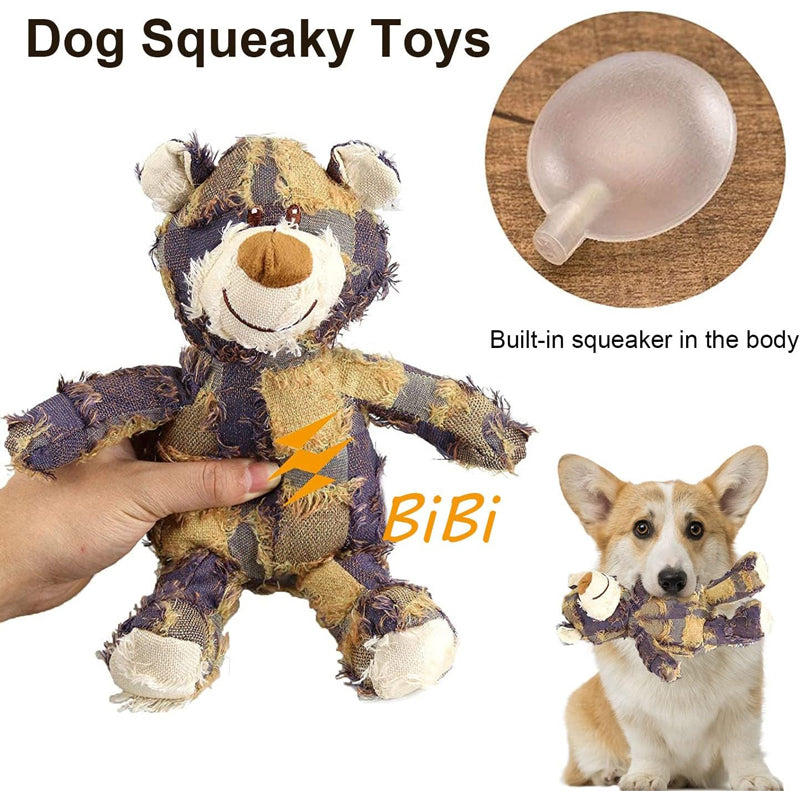 Indestructible Robust Bear Bite Resistant Plush Squeaky Dog Toys