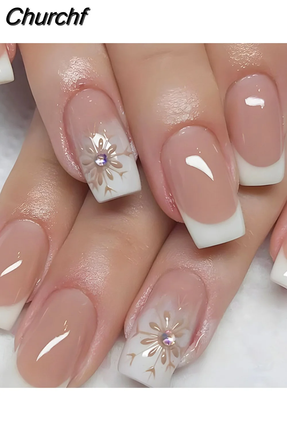 Churchf French Ballerina Fake Nail Pink Gradeint Natural Coffin False Nails Wholesale Nails Supplier Manicure Tool 24pcs/Box-Nail Inspo