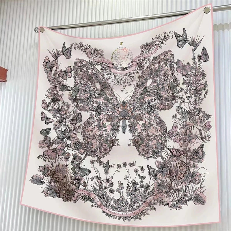90cm * 90cm Hangzhou High Quality Twill Forged Large Square Scarf Fashion Printed Scarf Sunscreen Shawl Scarf