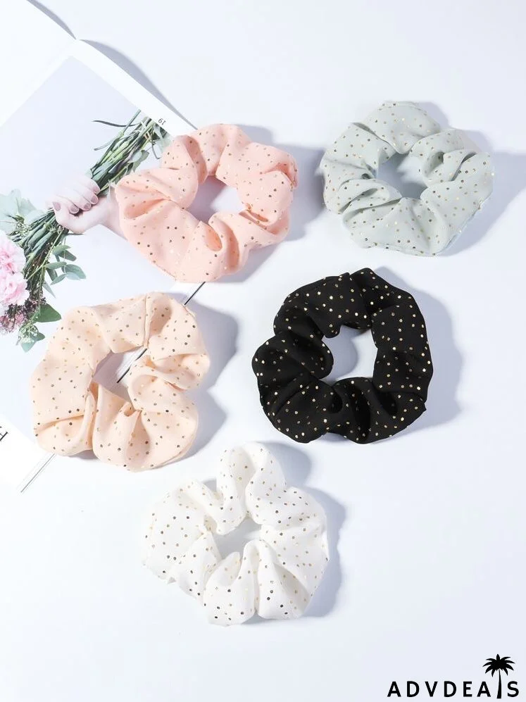 5pcs Polka Dot Print Scrunchie