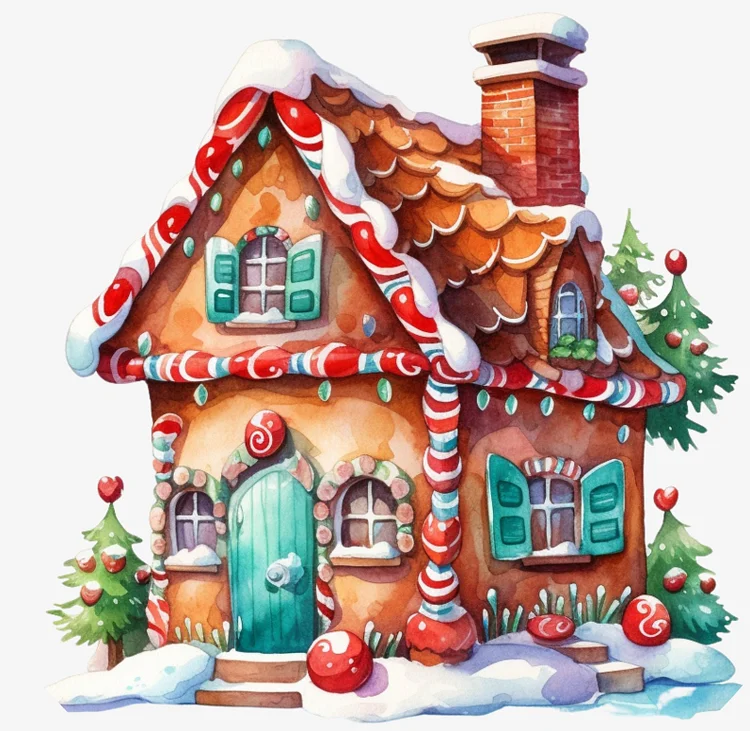 Snow Cabin 40*40CM (Canvas) Full Round Diamond Painting gbfke