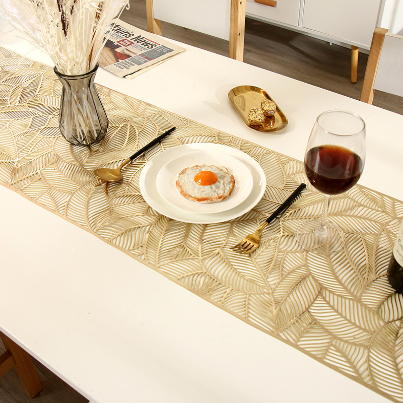 Golden Hollow Leaf Table Runner