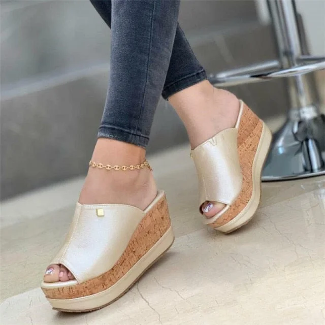 Wedge Slippers Women Shoes 2023 Summer Peep Toe Sandals Fashion Platform Slippers Outdoor Casual Flip Flops Female Heels Slides