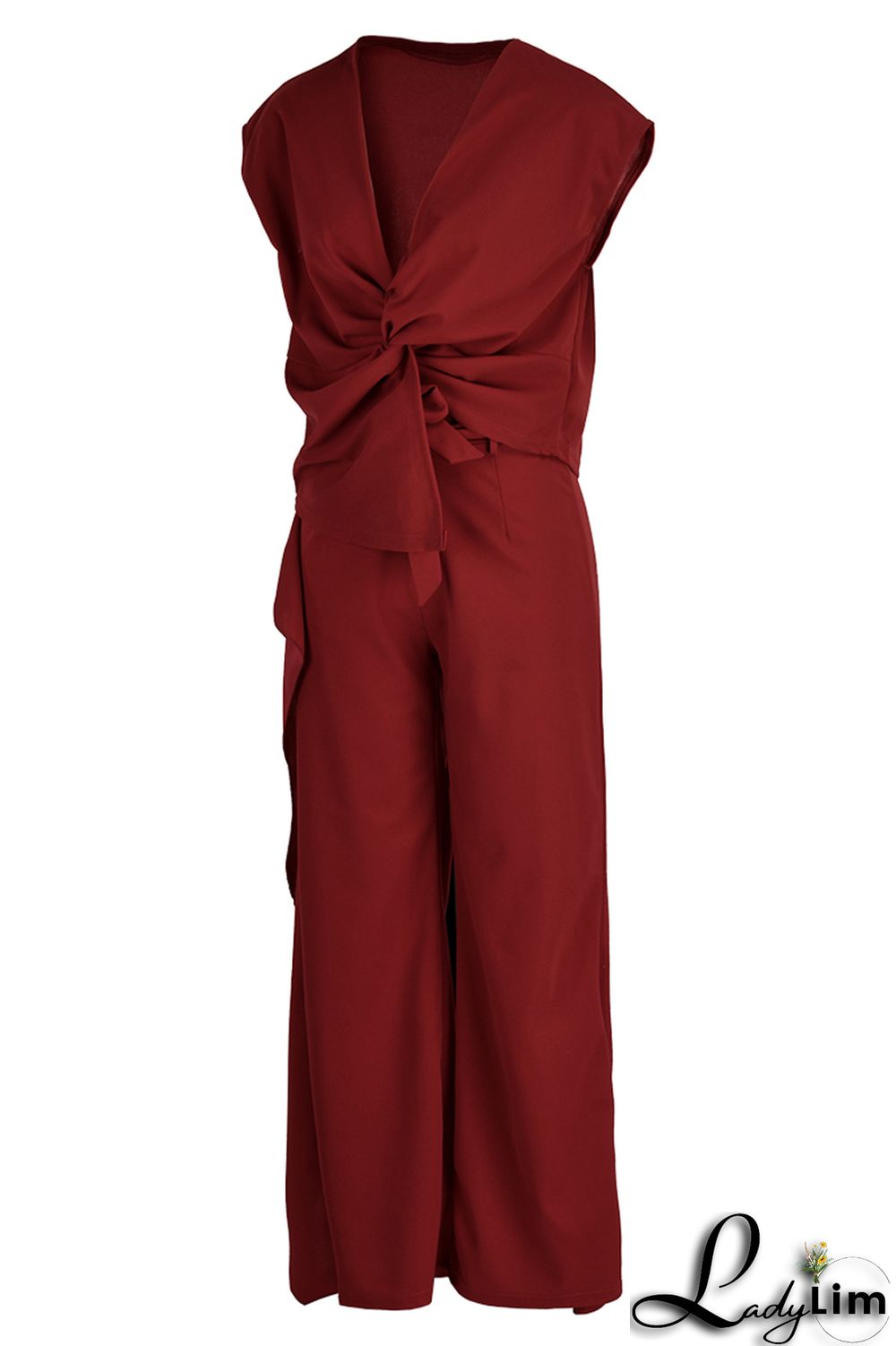 Black Fashion Casual Solid Patchwork V Neck Sleeveless Two Pieces