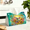 DIY Diamond Art Tissue Box Holder Flower Hummingbird PU Leather Diamond Art Desktop Organizer Resin Rhinestone Storage Organizers Gem Art Home Office Decor Craft Gift
