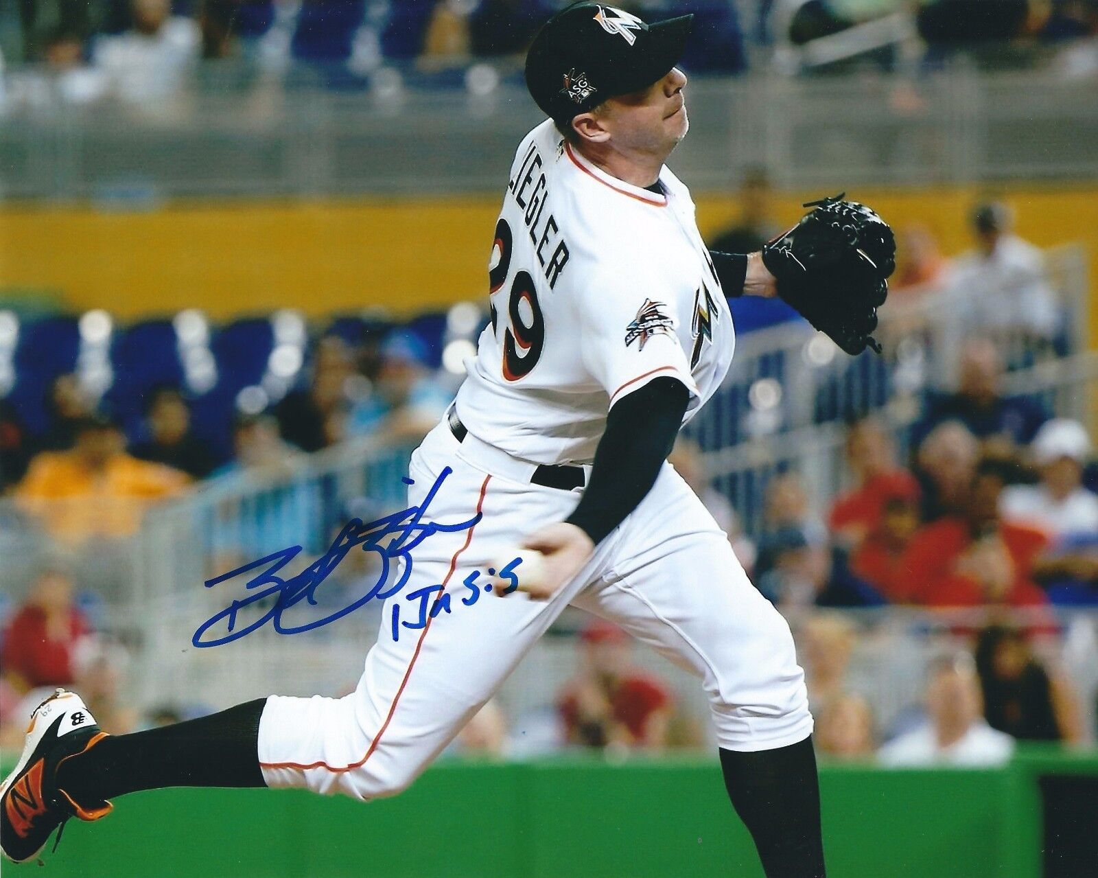 Signed 8x10 Brad Ziegler Miami Marlins Autographed Photo Poster painting- COA