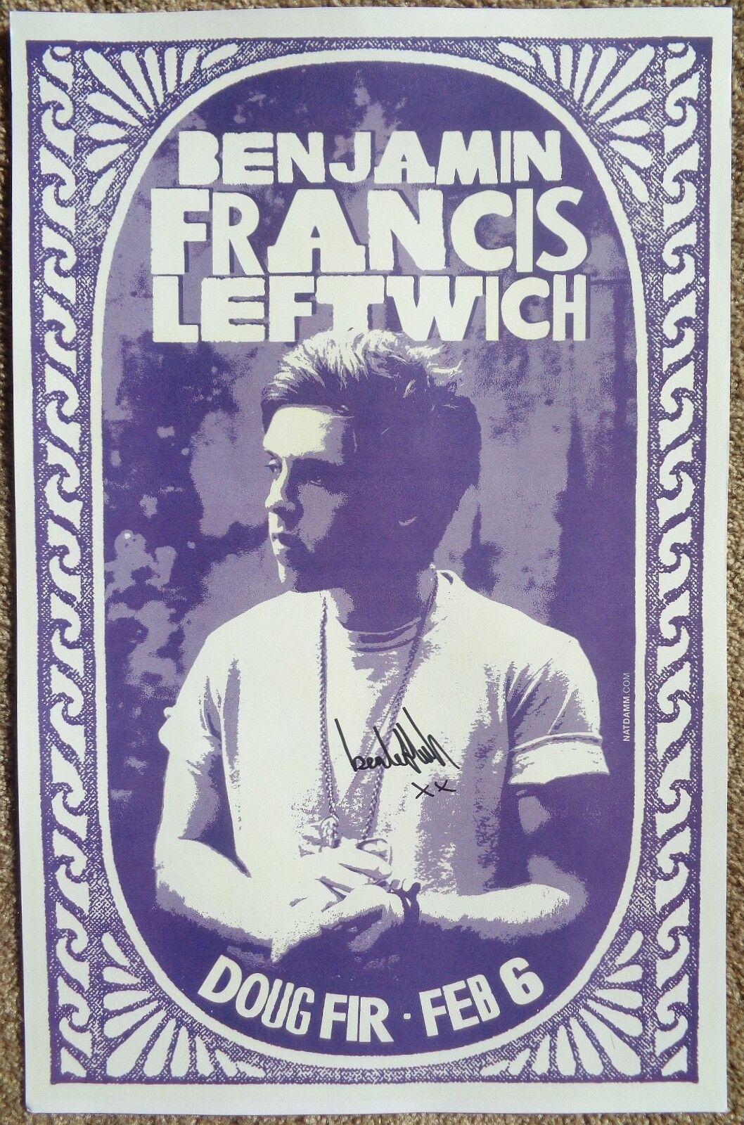 Signed BENJAMIN FRANCIS LEFTWICH Gig POSTER In-Person w/proof Autograph Concert